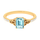 Octagon Cut Solitaire Aquamarine Celtic Knot Engagement Ring with Diamond Aquamarine - ( AAA ) - Quality - Rosec Jewels