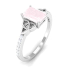 Octagon Cut Solitaire Rose Quartz Celtic Knot Engagement Ring with Diamond Rose Quartz - ( AAA ) - Quality - Rosec Jewels