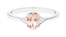 0.75 CT Oval Morganite Solitaire Ring with Diamond Accent Morganite - ( AAA ) - Quality - Rosec Jewels