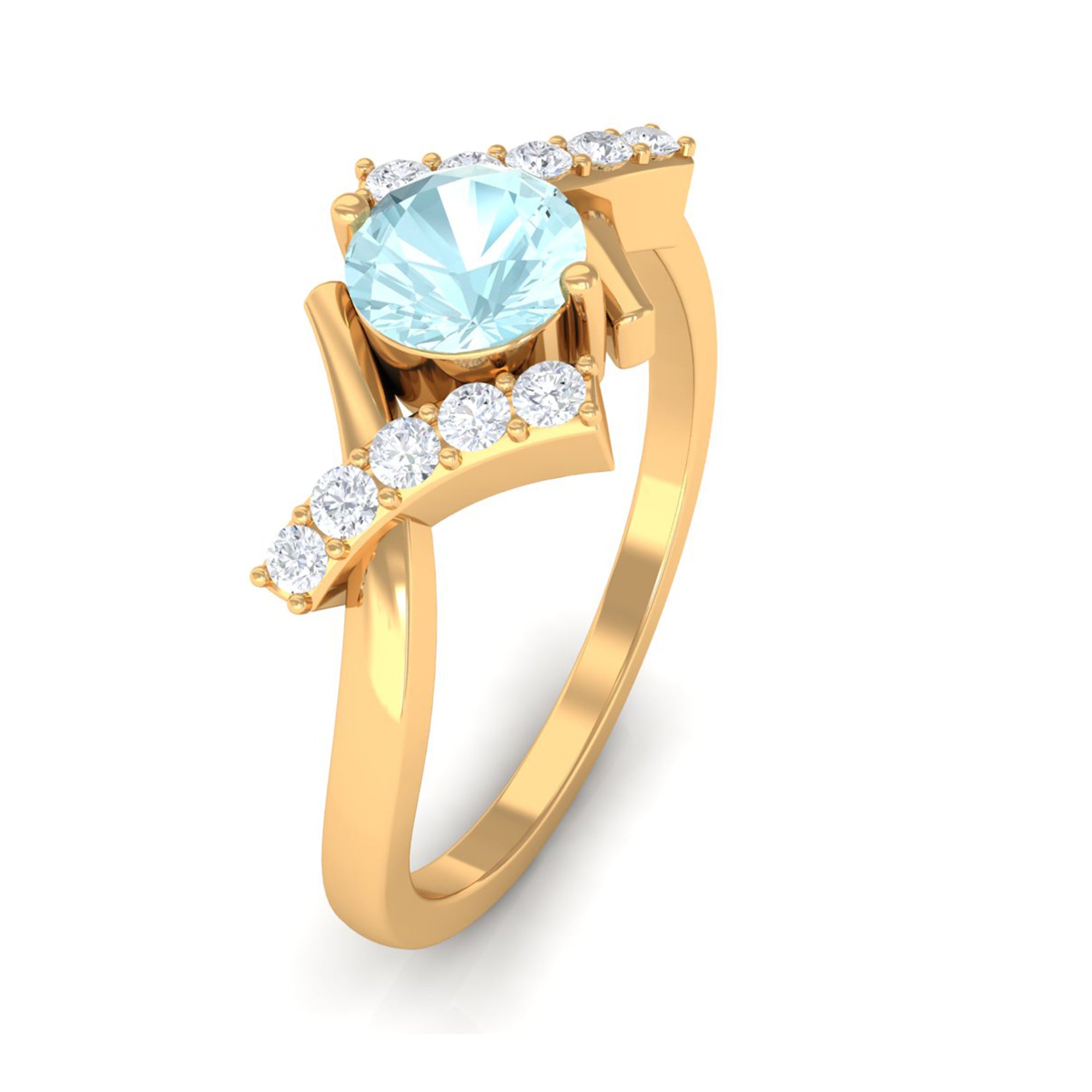 Sky Blue Topaz and Diamond Designer Promise Ring Sky Blue Topaz - ( AAA ) - Quality - Rosec Jewels