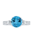 Solitaire Swiss Blue Topaz Celtic Knot Engagement Ring with Diamond Swiss Blue Topaz - ( AAA ) - Quality - Rosec Jewels