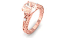 Solitaire Morganite Celtic Knot Ring with Diamond Morganite - ( AAA ) - Quality - Rosec Jewels