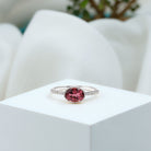 Oval Pink Tourmaline Solitaire Engagement Ring with Diamond Pink Tourmaline - ( AAA ) - Quality - Rosec Jewels