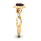 Heart Shape Garnet Crossover Engagement Ring with Diamond Garnet - ( AAA ) - Quality - Rosec Jewels