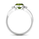 Simple Cushion Cut Peridot Solitaire Engagement Ring with Diamond in Split Shank Peridot - ( AAA ) - Quality - Rosec Jewels