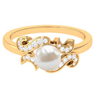 3.25 CT Designer Freshwater Pearl Engagement Ring with Diamond Freshwater Pearl - ( AAA ) - Quality - Rosec Jewels