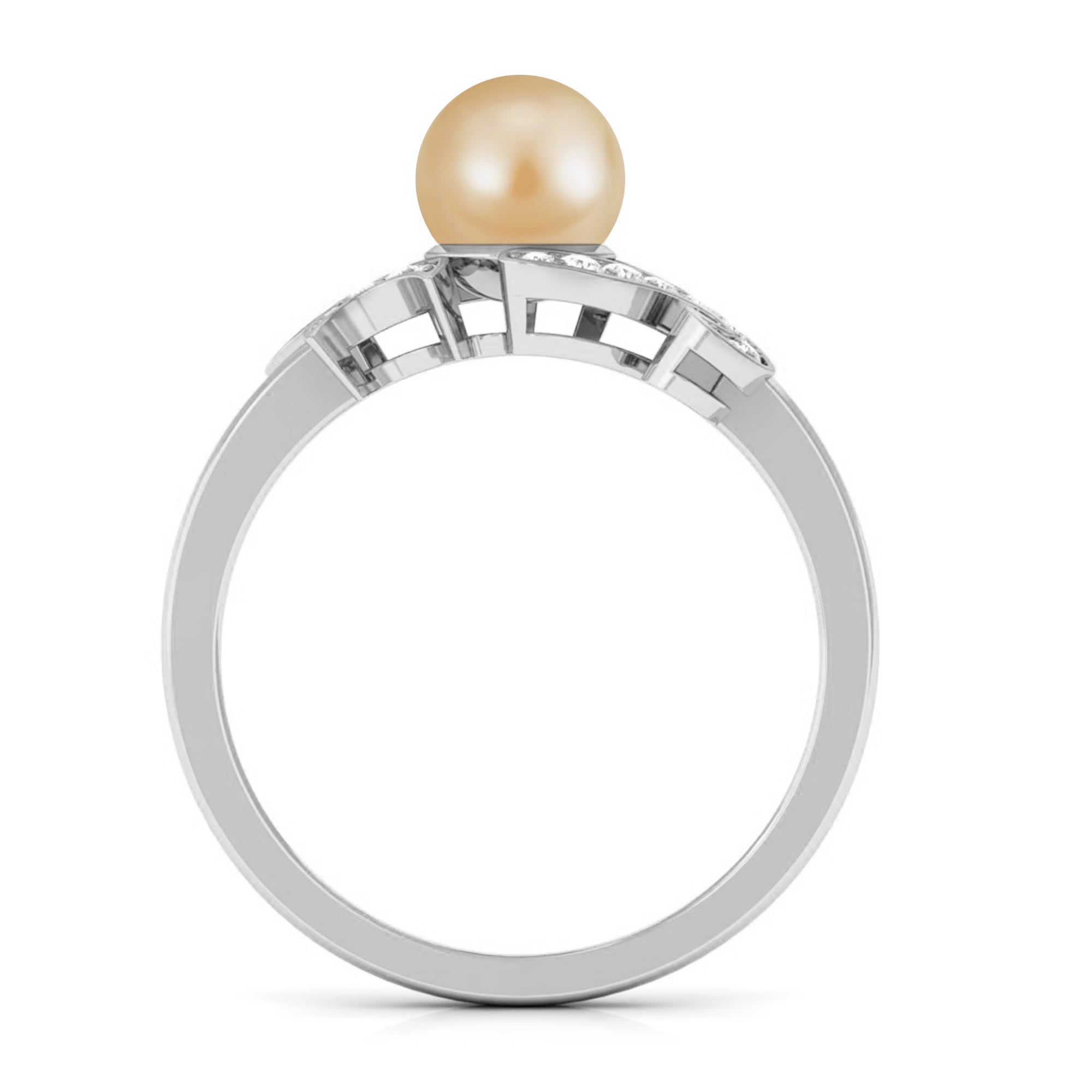 Designer South Sea Pearl Engagement Ring with Diamond South Sea Pearl - ( AAA ) - Quality - Rosec Jewels