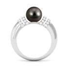 8.75 CT Tahitian Pearl and Diamond Engagement Ring Tahitian pearl - ( AAA ) - Quality - Rosec Jewels