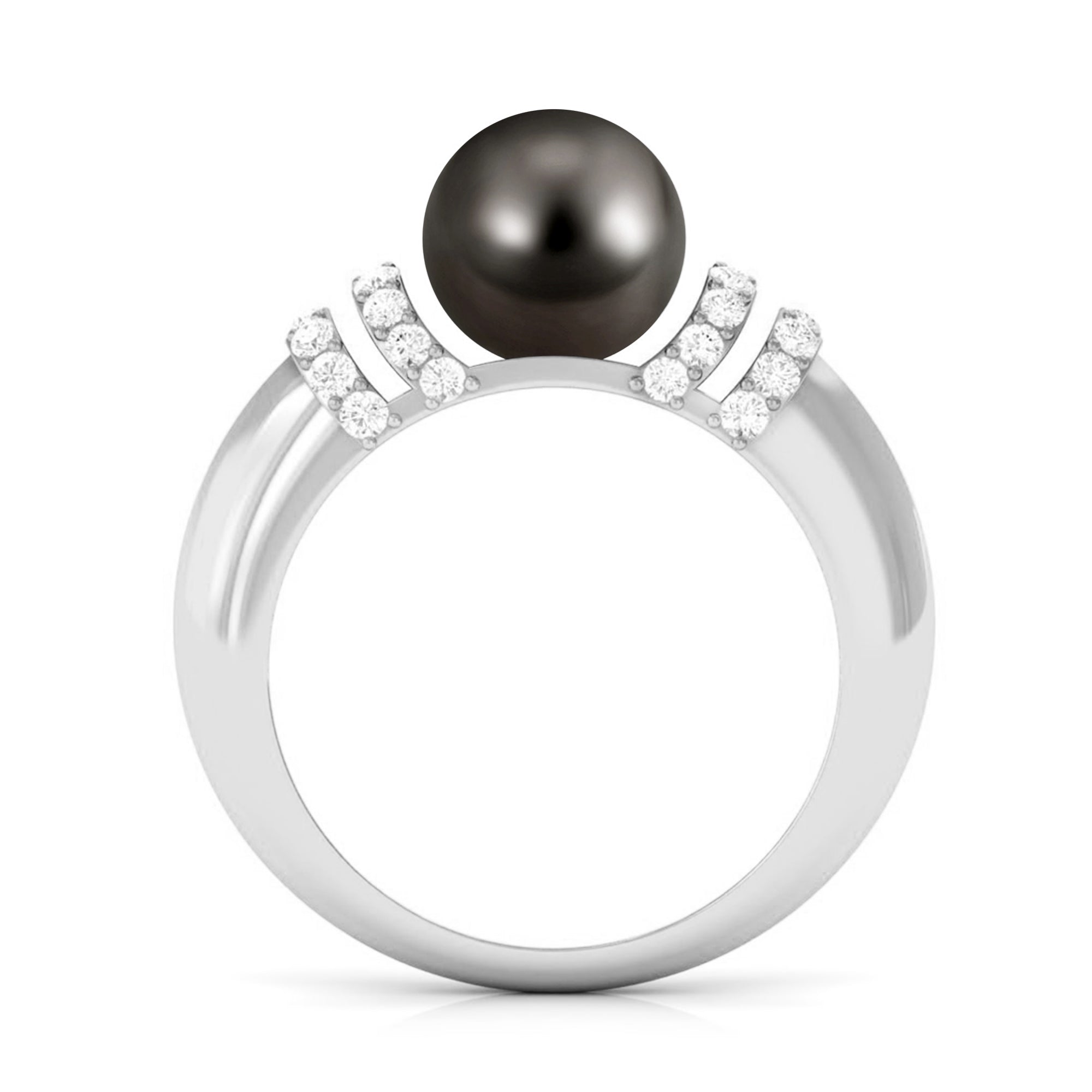 8.75 CT Tahitian Pearl and Diamond Engagement Ring Tahitian pearl - ( AAA ) - Quality - Rosec Jewels