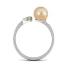 Round South Sea Pearl Solitaire Cuff Ring with Diamond South Sea Pearl - ( AAA ) - Quality - Rosec Jewels