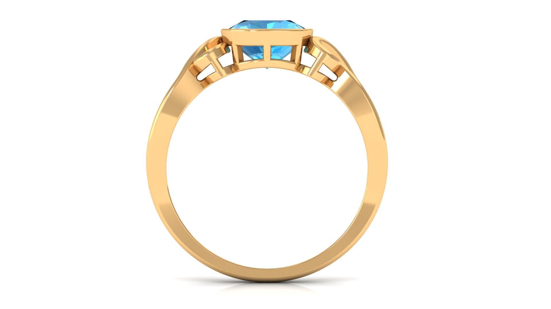 Cushion Cut Swiss Blue Topaz Vintage Solitaire Ring in Bezel Setting Swiss Blue Topaz - ( AAA ) - Quality - Rosec Jewels