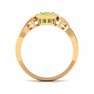 Vintage Style Cushion Cut Peridot Solitaire Ring in Bezel Setting Peridot - ( AAA ) - Quality - Rosec Jewels