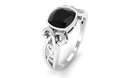 Cushion Black Spinel Solitaire Vintage Inspired Ring in Bezel Setting Black Spinel - ( AAA ) - Quality - Rosec Jewels