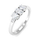 Oval Moissanite Three Stone Promise Ring in Gold Moissanite - ( D-VS1 ) - Color and Clarity - Rosec Jewels