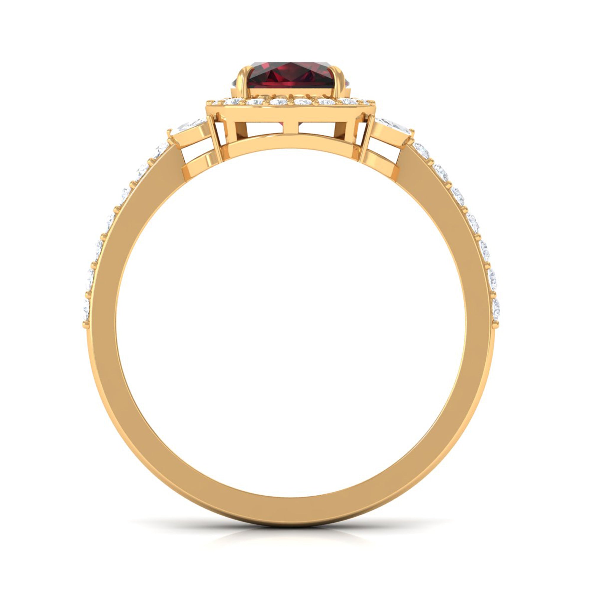 2 CT Natural Garnet Halo Engagement Ring with Diamond Garnet - ( AAA ) - Quality - Rosec Jewels