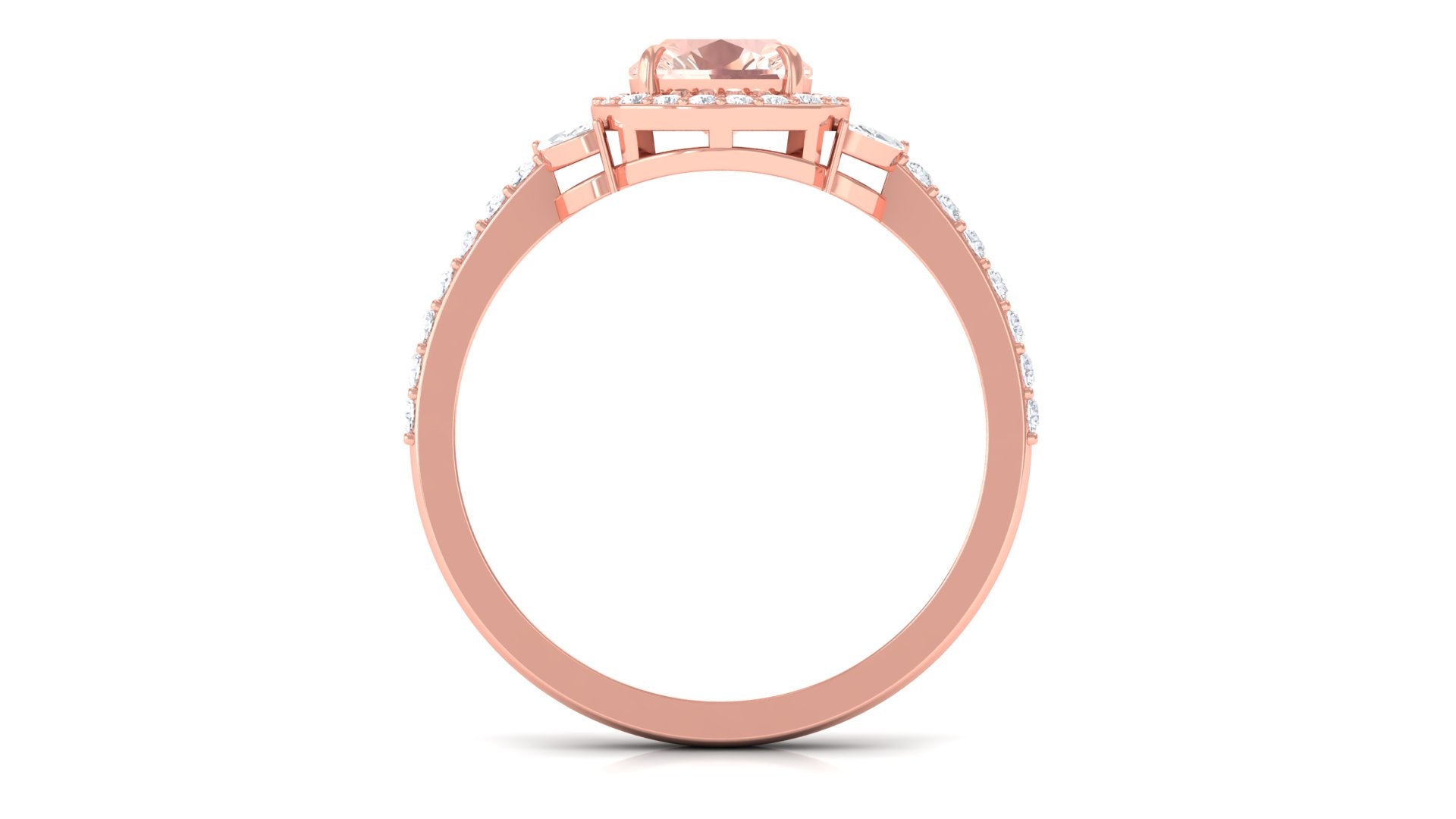 1.75 CT Morganite Halo Engagement Ring with Diamond Morganite - ( AAA ) - Quality - Rosec Jewels