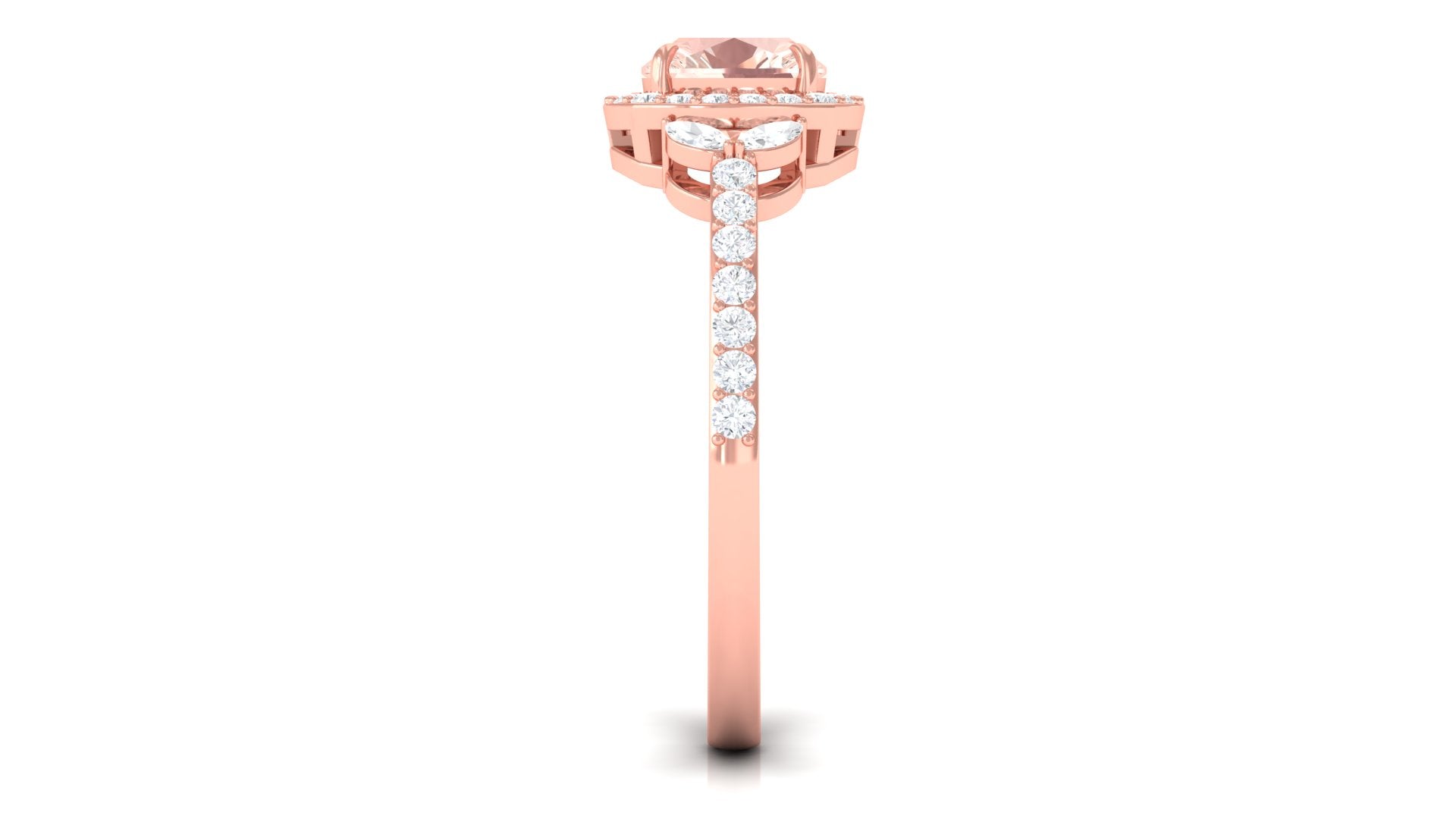 1.75 CT Morganite Halo Engagement Ring with Diamond Morganite - ( AAA ) - Quality - Rosec Jewels