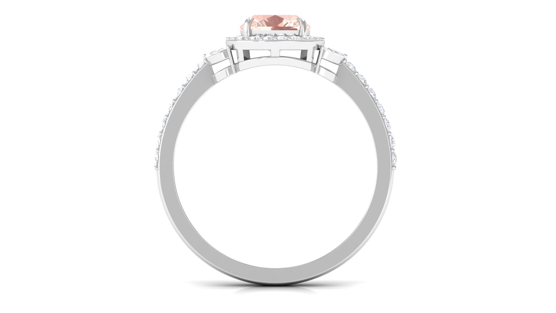 1.75 CT Morganite Halo Engagement Ring with Diamond Morganite - ( AAA ) - Quality - Rosec Jewels