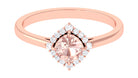 Cushion Cut Morganite Engagement Ring with Diamond Halo Morganite - ( AAA ) - Quality - Rosec Jewels