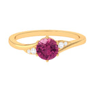 Round Shape Pink Tourmaline Solitaire Ring with Diamond Pink Tourmaline - ( AAA ) - Quality - Rosec Jewels