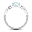 Round Sky Blue Topaz Designer Engagement Ring with Diamond Sky Blue Topaz - ( AAA ) - Quality - Rosec Jewels