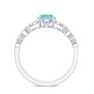 Solitaire Sky Blue Topaz Double Band Engagement Ring with Diamond Sky Blue Topaz - ( AAA ) - Quality - Rosec Jewels