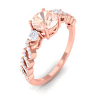 Round Shape Morganite Designer Engagement Ring with Diamond Side Stones Morganite - ( AAA ) - Quality - Rosec Jewels