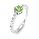 Minimal Green Sapphire Solitaire Ring with Diamond Green Sapphire - ( AAA ) - Quality - Rosec Jewels