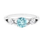 1 CT Pure Aquamarine Floral and Diamond Solitaire Crossover Ring Aquamarine - ( AAA ) - Quality - Rosec Jewels