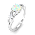 1 CT Solitaire Ethiopian Opal Floral Engagement Ring with Diamond Ethiopian Opal - ( AAA ) - Quality - Rosec Jewels