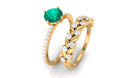 2 CT Emerald Classic Wedding Ring Set in Gold with Moissanite Emerald - ( AAA ) - Quality - Rosec Jewels