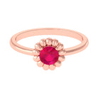 3/4 CT Round Cut Solitaire Ruby Gold Flower Ring Ruby - ( AAA ) - Quality - Rosec Jewels