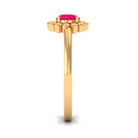 3/4 CT Round Cut Solitaire Ruby Gold Flower Ring Ruby - ( AAA ) - Quality - Rosec Jewels