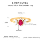 Designer Ruby and Diamond Halo Teardrop Engagement Ring Ruby - ( AAA ) - Quality - Rosec Jewels