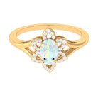 Oval Ethiopian Opal and Diamond Flower Engagement Ring in Split Shank Ethiopian Opal - ( AAA ) - Quality - Rosec Jewels