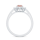 Oval Morganite Floral Halo Engagement Ring with Diamond Morganite - ( AAA ) - Quality - Rosec Jewels