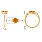 Simple Asscher Cut Citrine Solitaire Engagement Ring with Moissanite Citrine - ( AAA ) - Quality - Rosec Jewels