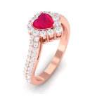 1.75 CT Heart Shape Ruby Bypass Engagement Ring with Diamond Ruby - ( AAA ) - Quality - Rosec Jewels