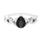 Infinity Shank Created Black Diamond and Diamond Solitaire Engagement Ring Lab Created Black Diamond - ( AAAA ) - Quality - Rosec Jewels