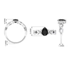 Infinity Shank Created Black Diamond and Diamond Solitaire Engagement Ring Lab Created Black Diamond - ( AAAA ) - Quality - Rosec Jewels