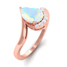 Pear Shaped Ethiopian Opal Solitaire Bypass Ring with Diamond Ethiopian Opal - ( AAA ) - Quality - Rosec Jewels