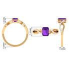 Emerald Cut Amethyst and Diamond Infinity Engagement Ring Amethyst - ( AAA ) - Quality - Rosec Jewels