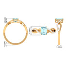 Octagon Aquamarine and Diamond Crossover Engagement Ring Aquamarine - ( AAA ) - Quality - Rosec Jewels