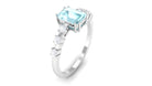 Emerald Cut Shape Sky Blue Topaz and Diamond Solitaire Engagement Ring Sky Blue Topaz - ( AAA ) - Quality - Rosec Jewels