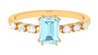 Emerald Cut Shape Sky Blue Topaz and Diamond Solitaire Engagement Ring Sky Blue Topaz - ( AAA ) - Quality - Rosec Jewels