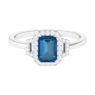 Octagon Cut London Blue Topaz and Diamond Statement Engagement Ring London Blue Topaz - ( AAA ) - Quality - Rosec Jewels