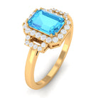 Emerald Cut Swiss Blue Topaz and Diamond Statement Engagement Ring Swiss Blue Topaz - ( AAA ) - Quality - Rosec Jewels