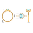 Octagon Aquamarine Statement Engagement Ring with Diamond Aquamarine - ( AAA ) - Quality - Rosec Jewels