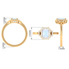 Emerald Cut Moonstone Halo Engagement Ring with Diamond Moonstone - ( AAA ) - Quality - Rosec Jewels