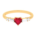 1 CT Heart Shape Created Ruby Solitaire Promise Ring with Diamond Lab Created Ruby - ( AAAA ) - Quality - Rosec Jewels